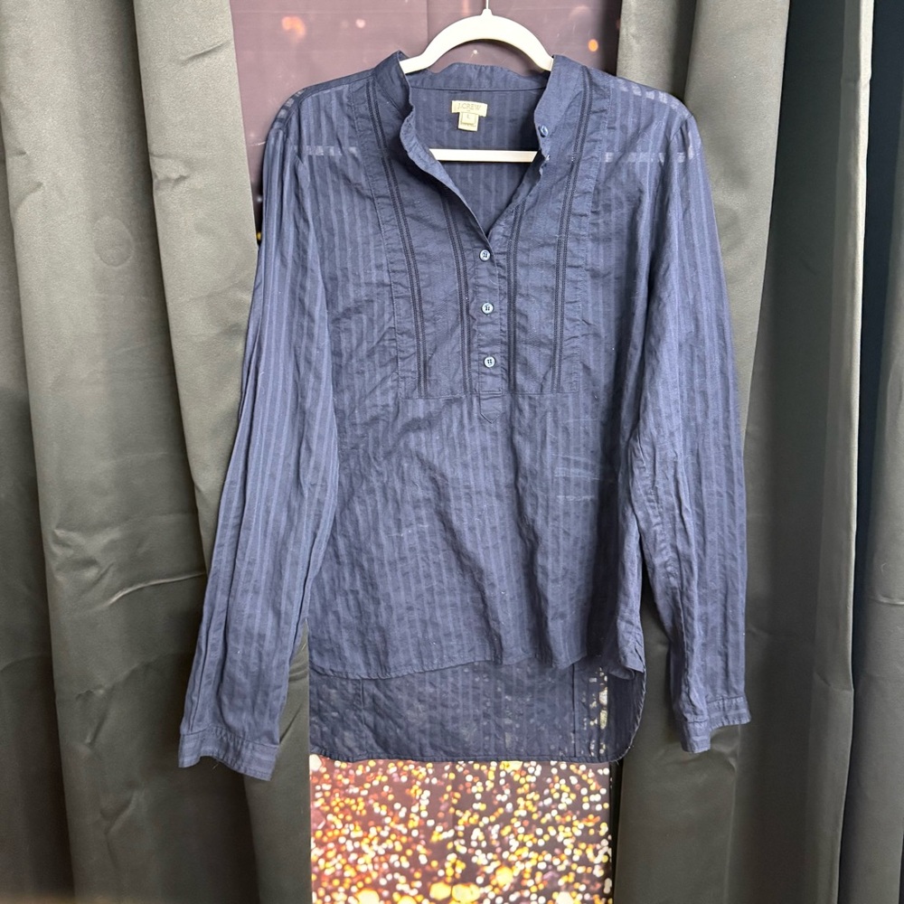 J Crew Half Button SemiSheer Top size large